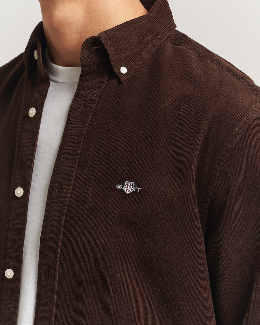 Men | Shirts | GANT | Regular Fit Corduroy Shirt Rich Brown