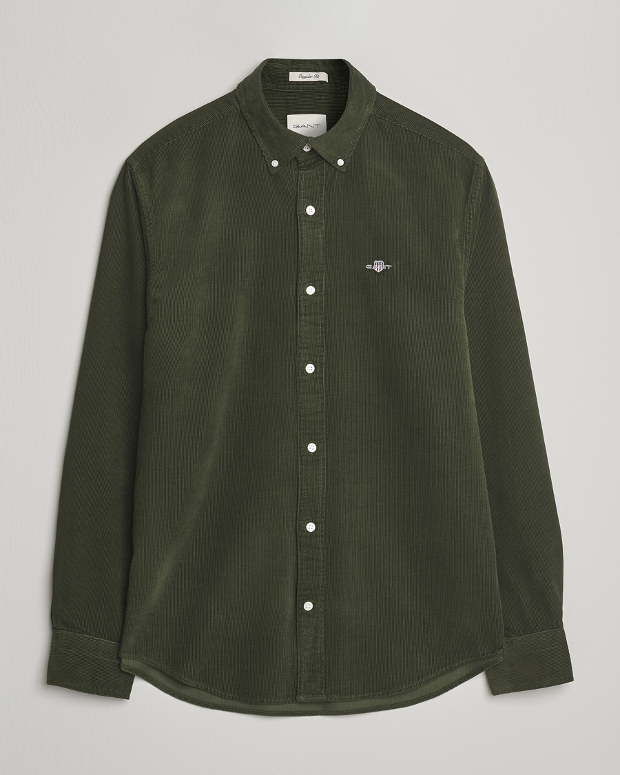 Men | Shirts | GANT | Regular Fit Corduroy Shirt Country Green