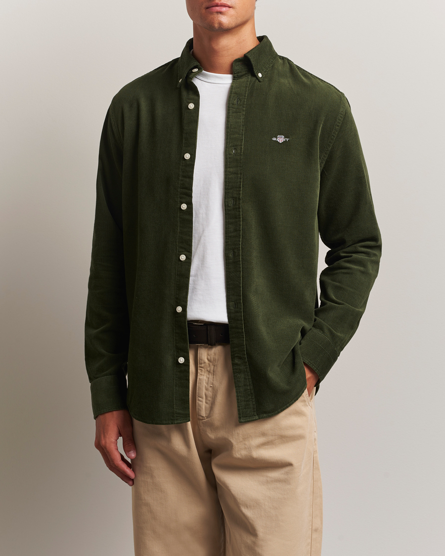 Men | Shirts | GANT | Regular Fit Corduroy Shirt Country Green