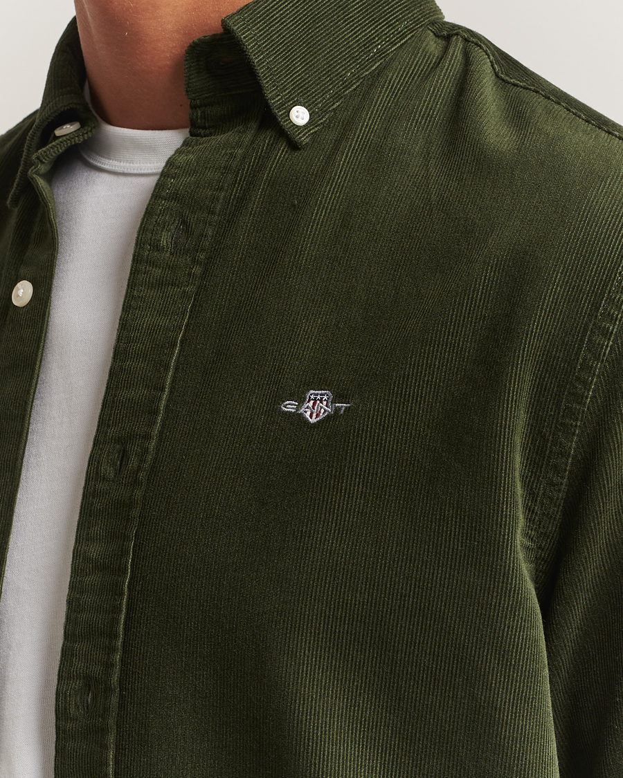 Men | Shirts | GANT | Regular Fit Corduroy Shirt Country Green