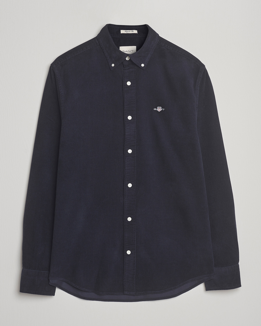 Men | Shirts | GANT | Regular Fit Corduroy Shirt Evening Blue
