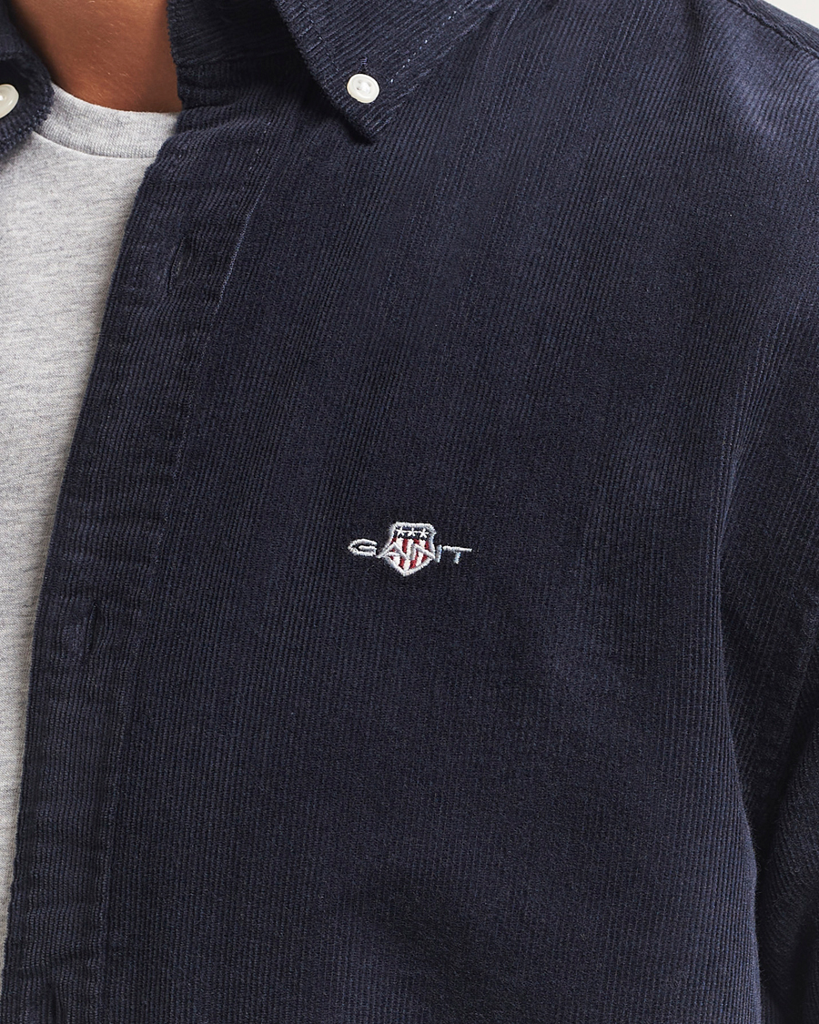 Men | Shirts | GANT | Regular Fit Corduroy Shirt Evening Blue