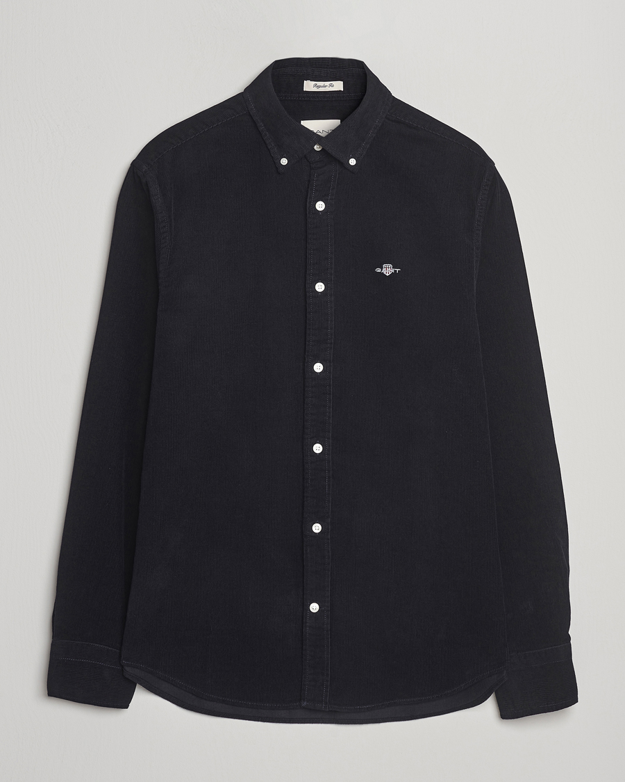 Men | Shirts | GANT | Regular Fit Corduroy Shirt Black