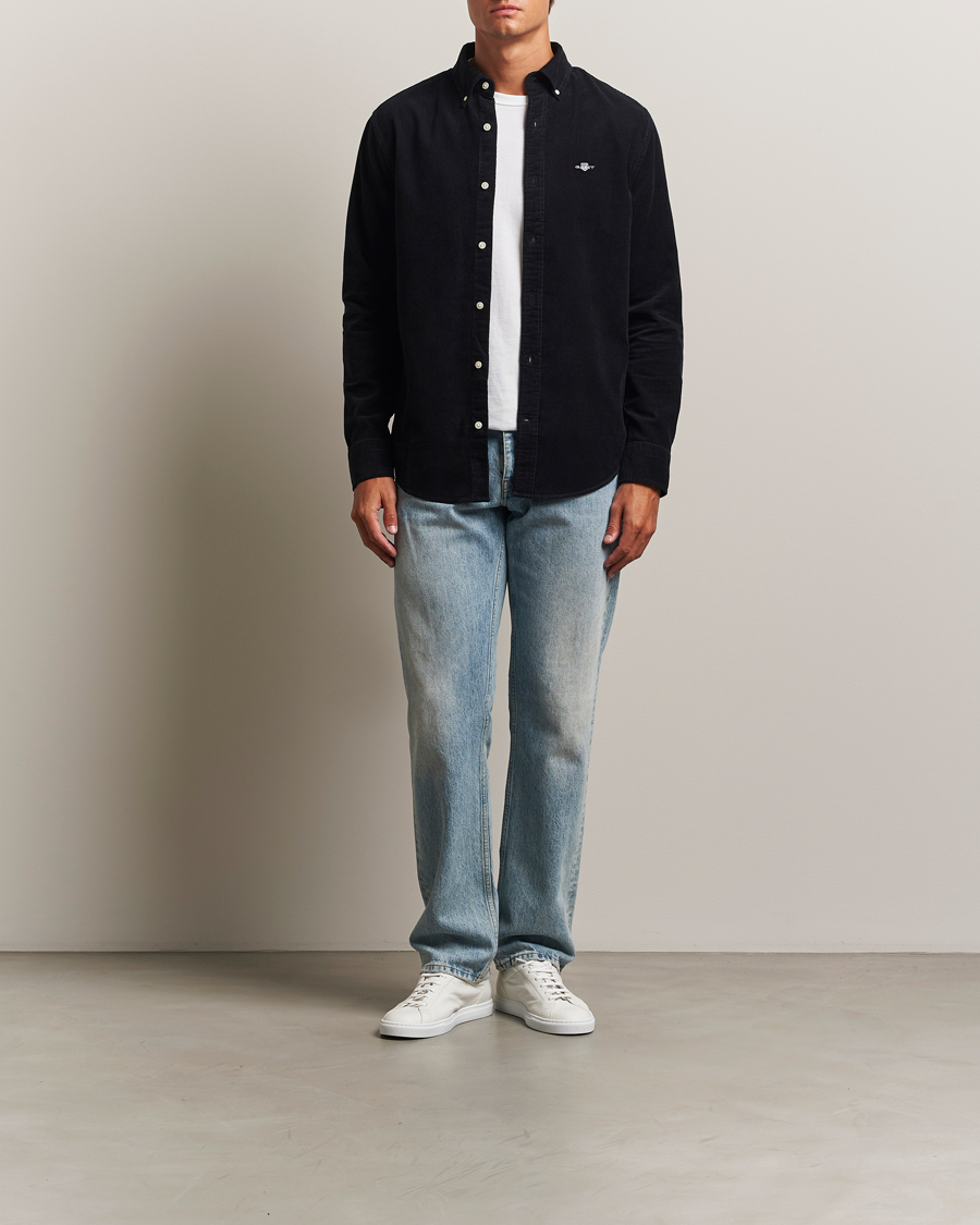 Men | Shirts | GANT | Regular Fit Corduroy Shirt Black