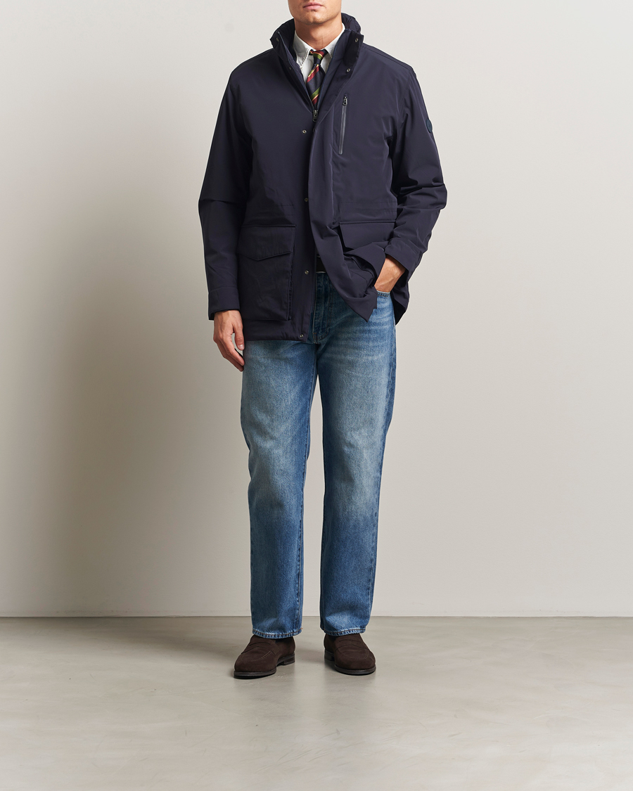 Men | Coats & Jackets | GANT | Double Mid Length Field Jacket Evening Blue