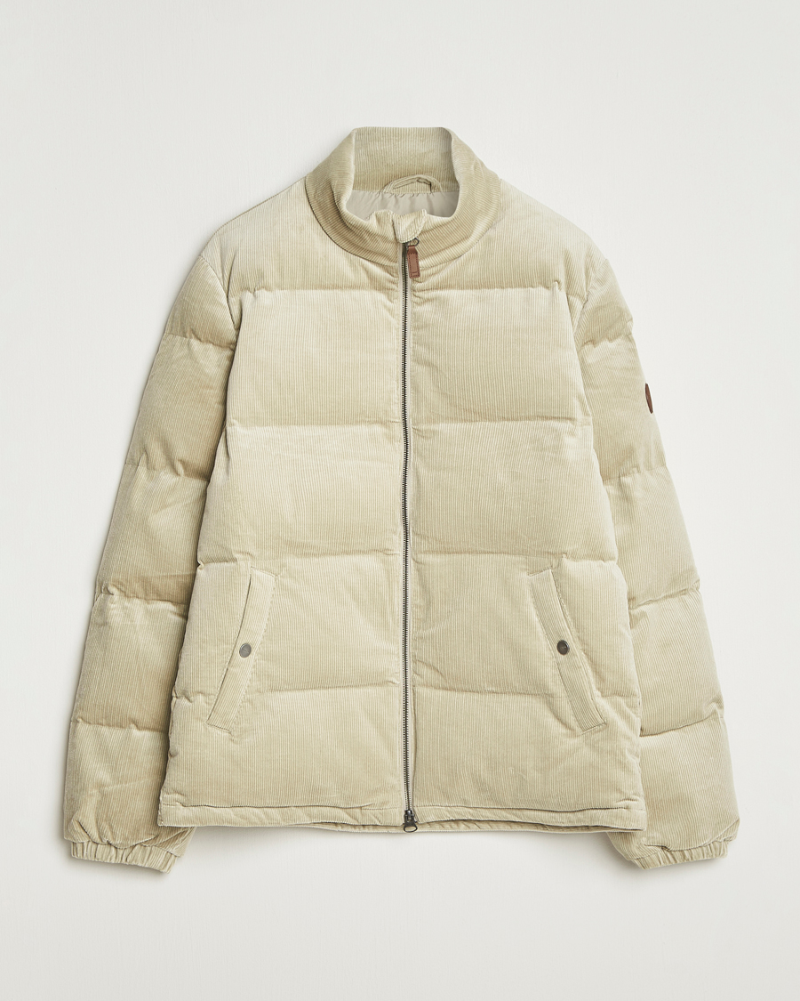 Men | Coats & Jackets | GANT | Corduroy Down Puffer Jacker Greige