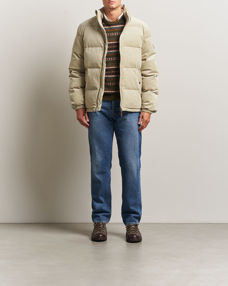 Men | Coats & Jackets | GANT | Corduroy Down Puffer Jacker Greige