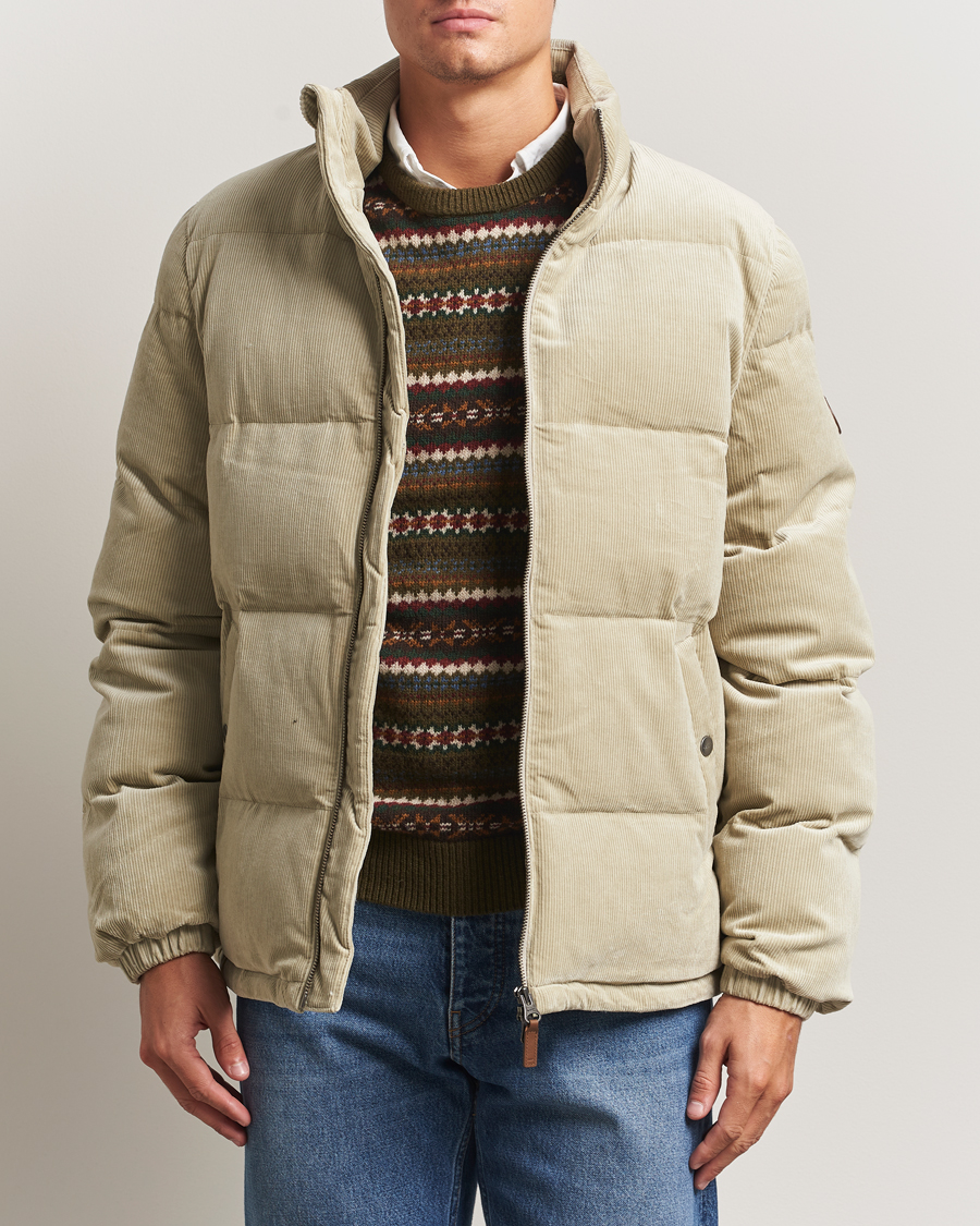 Men | Coats & Jackets | Gant | Corduroy Down Puffer Jacker Greige