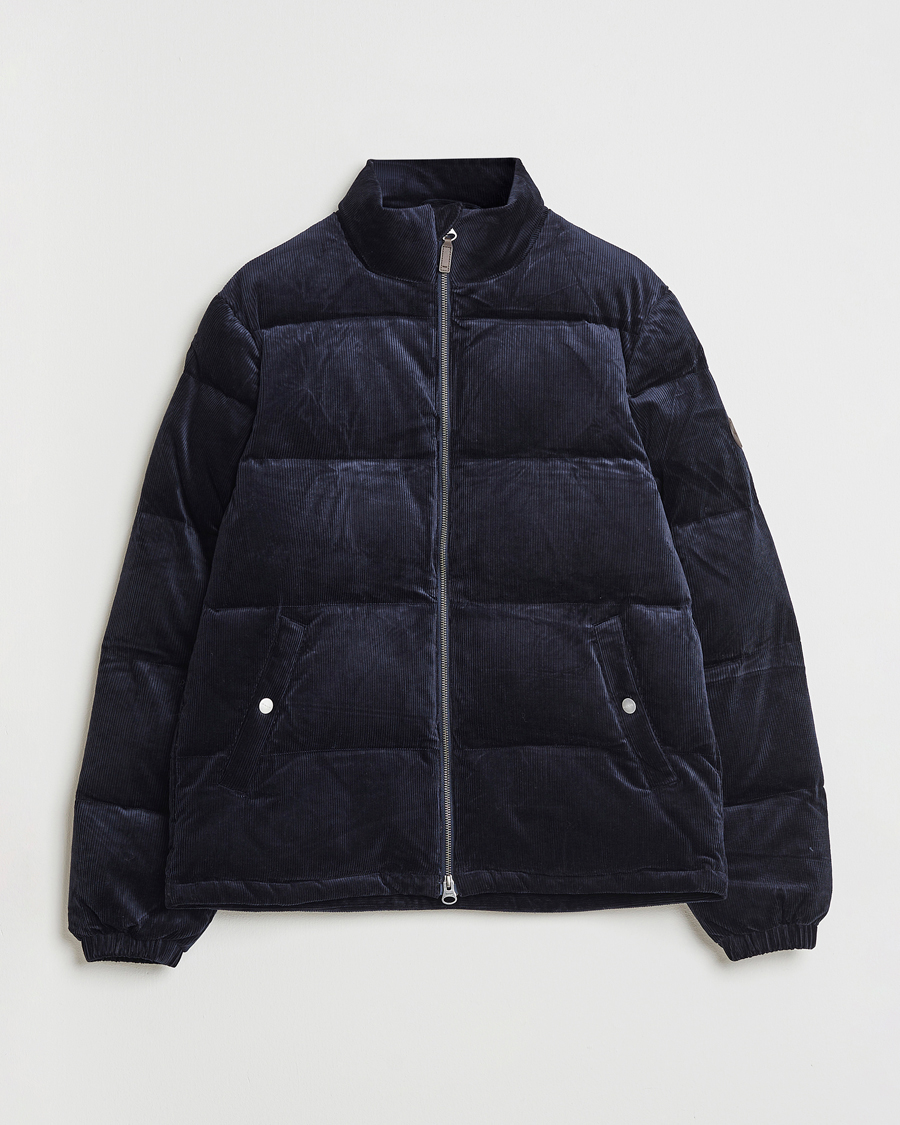 Men | Coats & Jackets | GANT | Corduroy Down Puffer Jacker Evening Blue