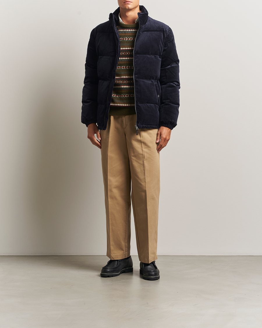 Men | Coats & Jackets | GANT | Corduroy Down Puffer Jacker Evening Blue