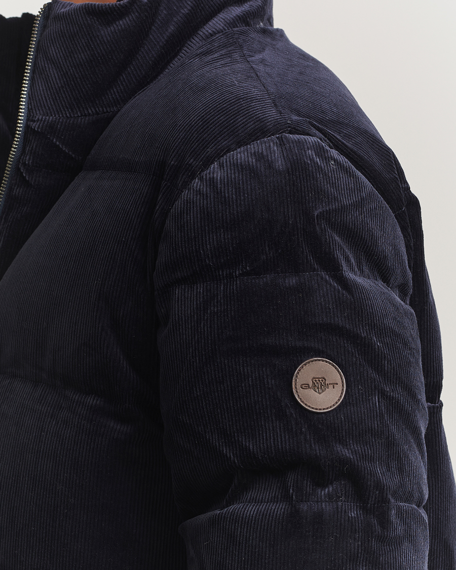 Men | Coats & Jackets | GANT | Corduroy Down Puffer Jacker Evening Blue