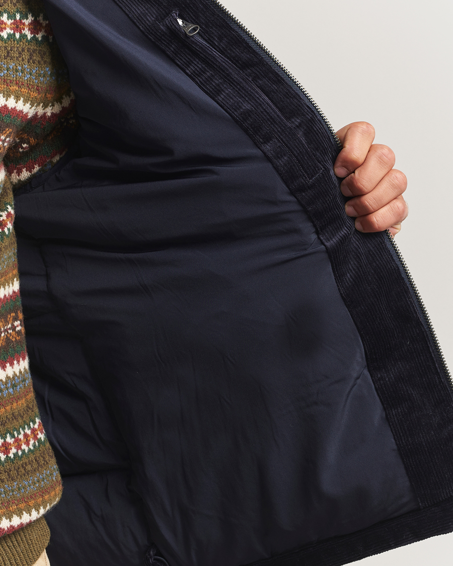 Men | Coats & Jackets | GANT | Corduroy Down Puffer Jacker Evening Blue