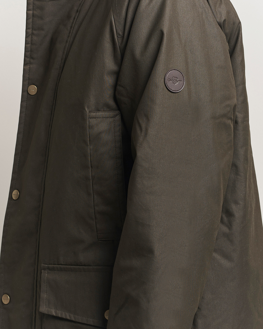 Men | Coats & Jackets | GANT | Double Decker Waxed Jacket Dark Sage