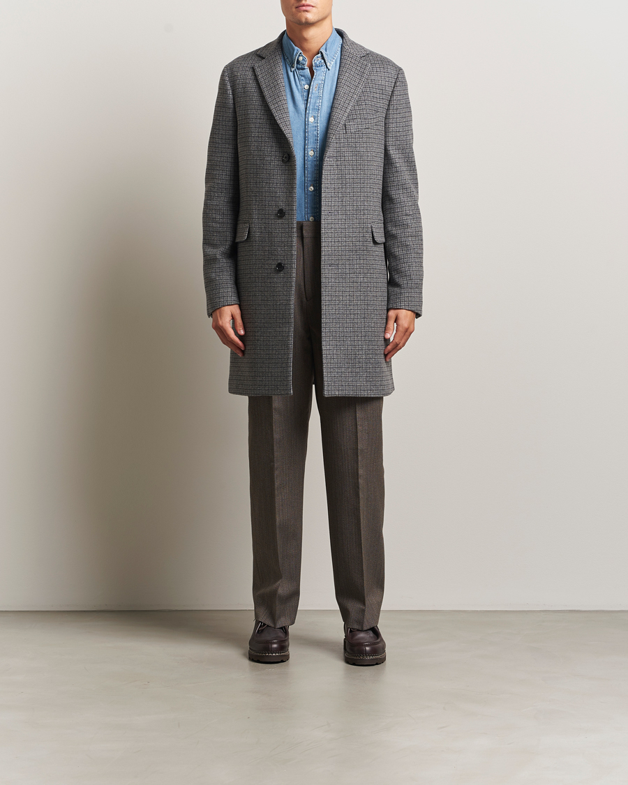Men | Coats & Jackets | GANT | Classic Wool Houndstooth Coat Black
