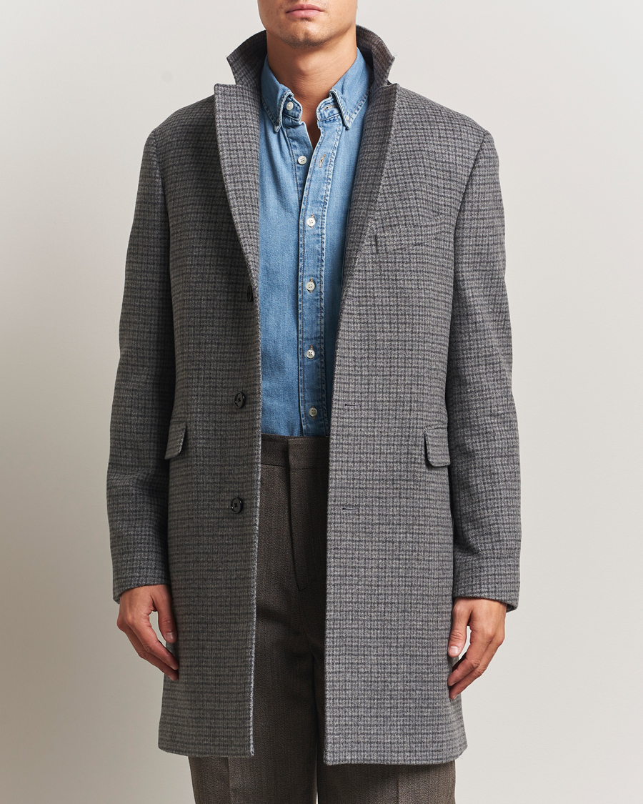Men | Coats & Jackets | GANT | Classic Wool Houndstooth Coat Black