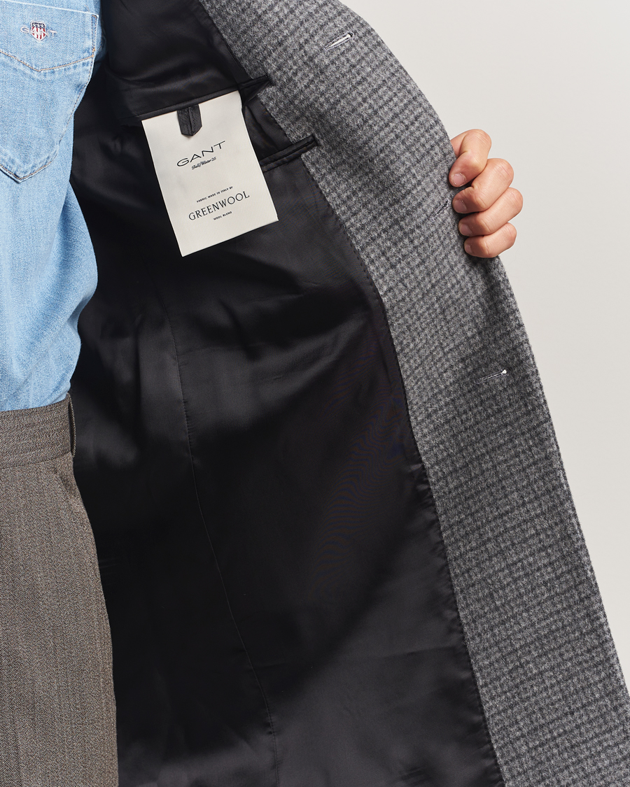 Men | Coats & Jackets | GANT | Classic Wool Houndstooth Coat Black