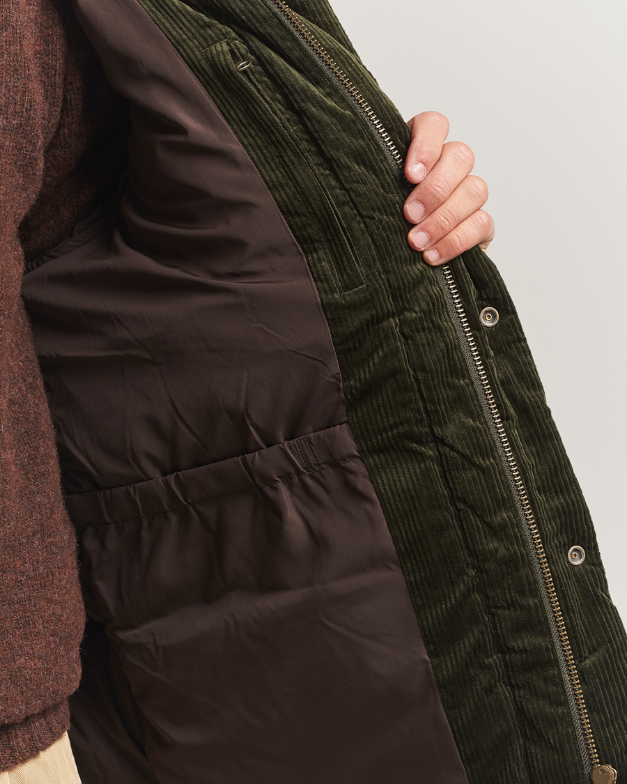 Men | Coats & Jackets | GANT | Corduroy Down Hooded Puffer Jacket Green Lagoon