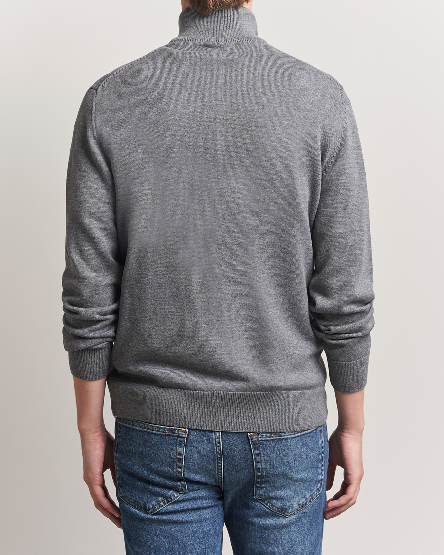 Men | Sweaters & Knitwear | GANT | Casual Cotton Full Zip Dark Grey Melange