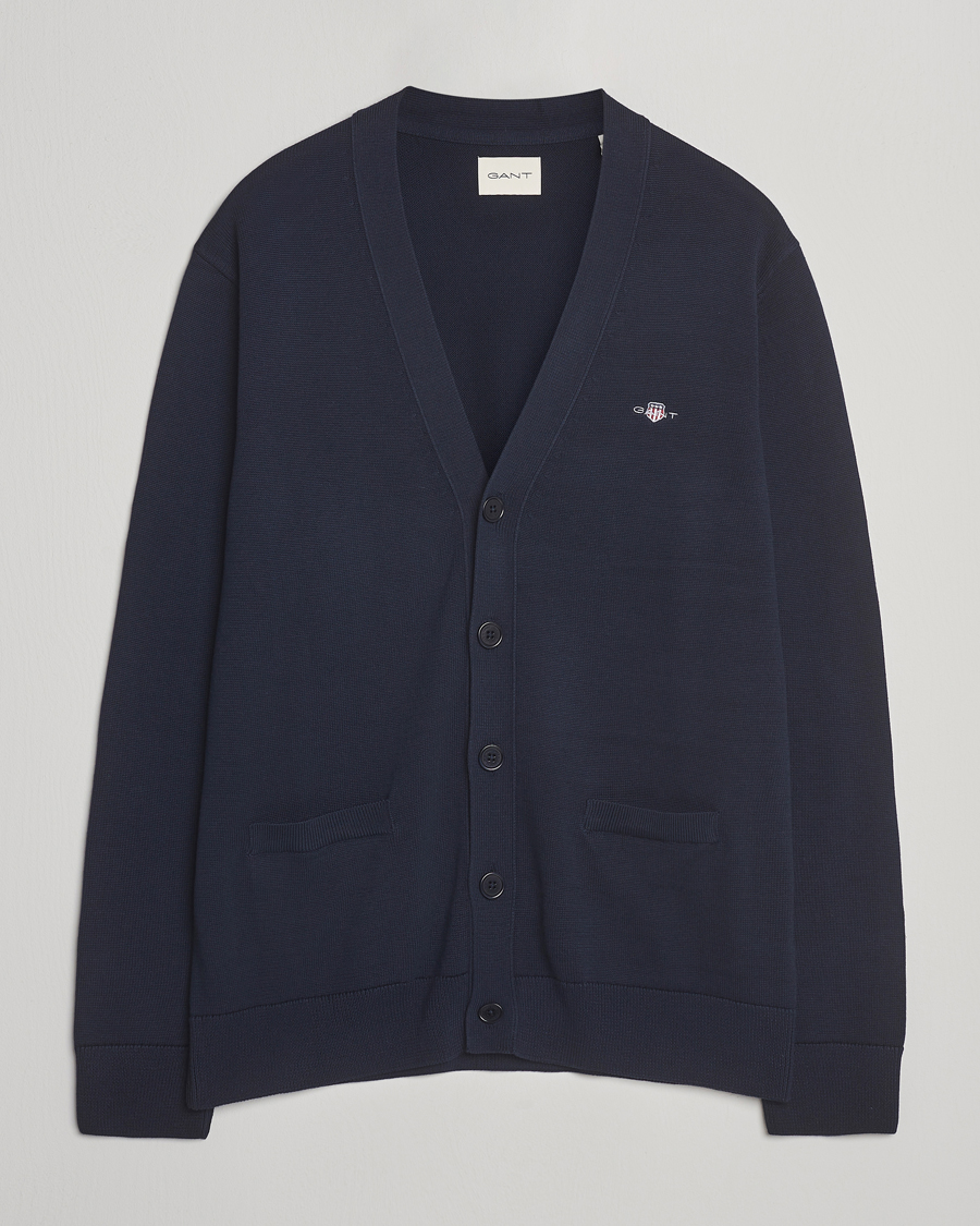 Men | Sweaters & Knitwear | Gant | Casual Cotton Cardigan Evening Blue