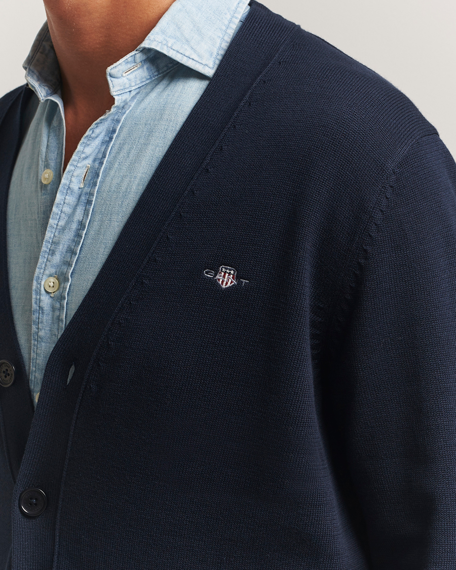Men | Sweaters & Knitwear | Gant | Casual Cotton Cardigan Evening Blue