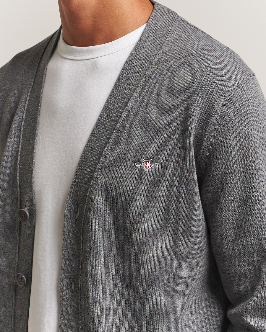 Men | Sweaters & Knitwear | Gant | Casual Cotton Cardigan Dark Grey Melange