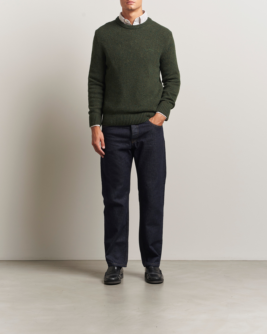 Men | Sweaters & Knitwear | GANT | Neps Wool Crew Neck Country Green