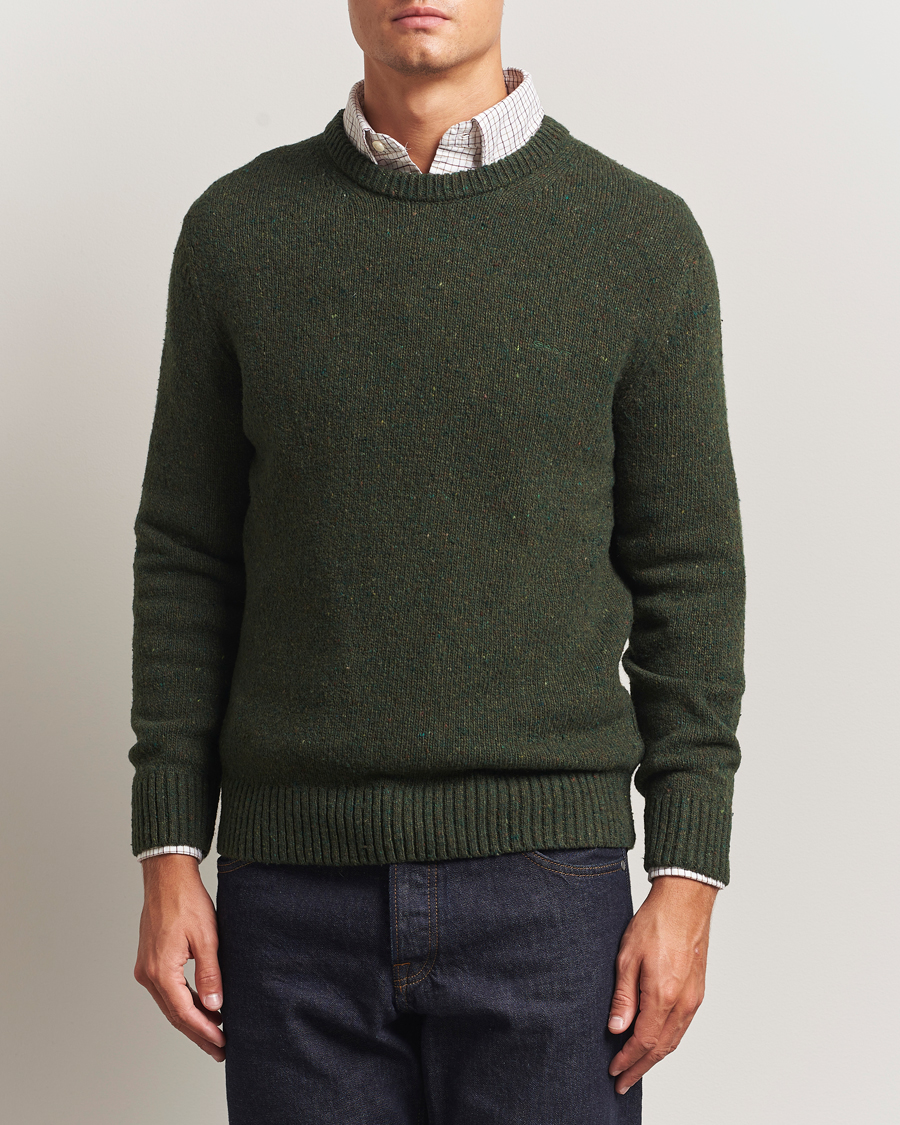 Men | Sweaters & Knitwear | GANT | Neps Wool Crew Neck Country Green