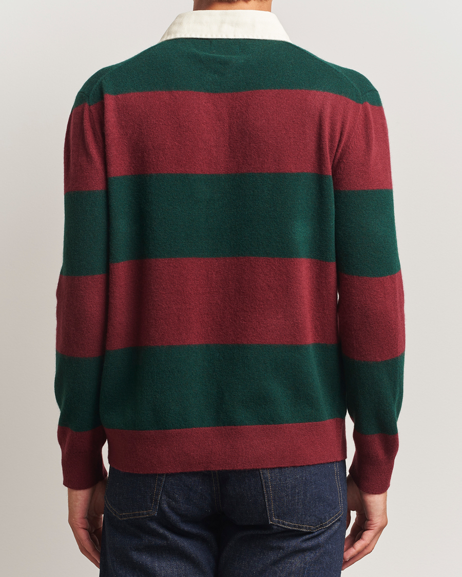 Men | Sweaters & Knitwear | GANT | Extra Fine Lambswool Striped Knitted Rugger Tartan Green