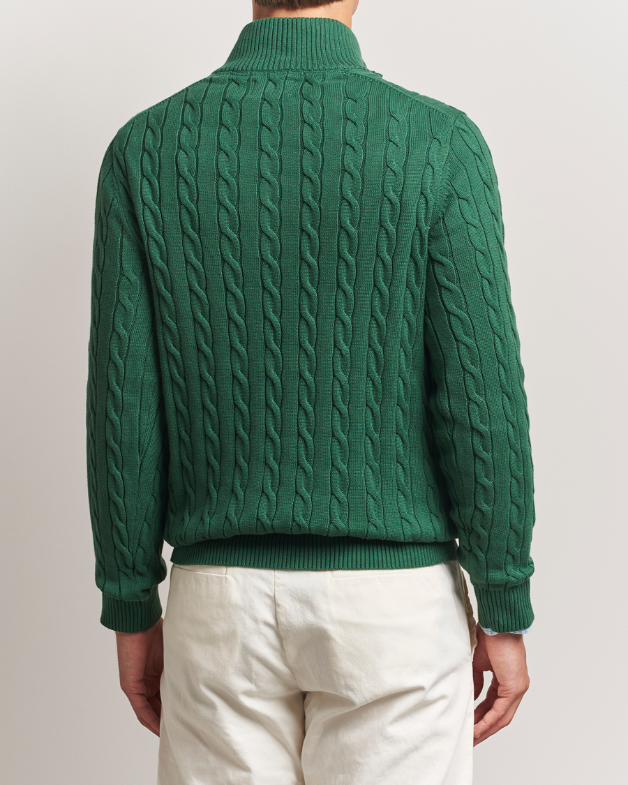 Men | Sweaters & Knitwear | GANT | Cotton Cable Half Zip Forest Green