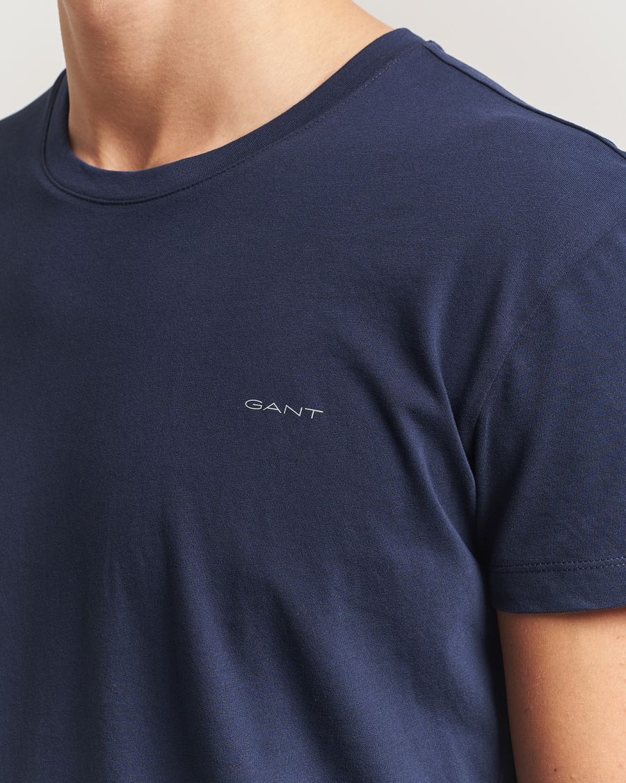 Men | T-Shirts | GANT | 2-Pack Crew Neck T-Shirt Light Grey/Navy