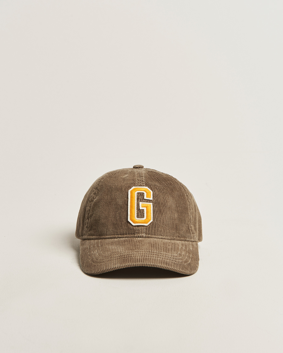 Men | Hats & Caps | GANT | G Badge Corduroy Cap Taupe Beige