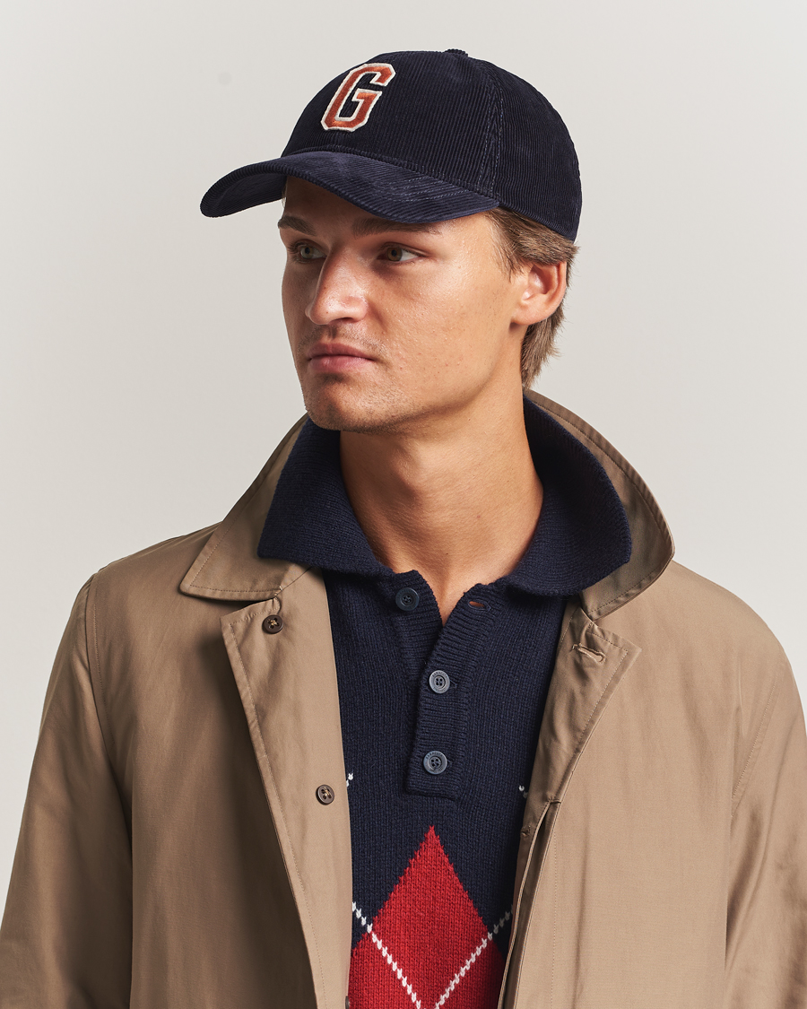 Men | Hats & Caps | GANT | G Badge Corduroy Cap Evening Blue