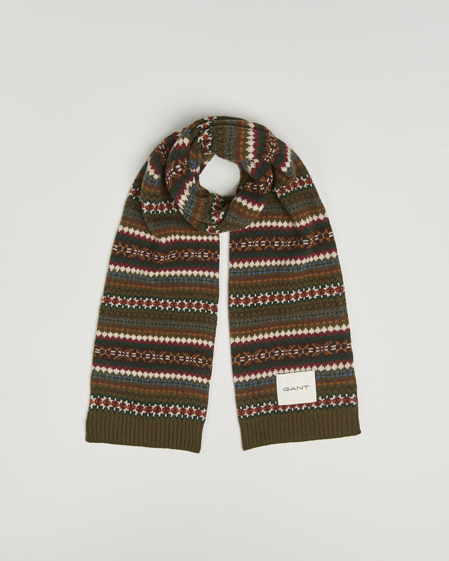Men | Scarves | GANT | Fair Isle Scarf Country Green