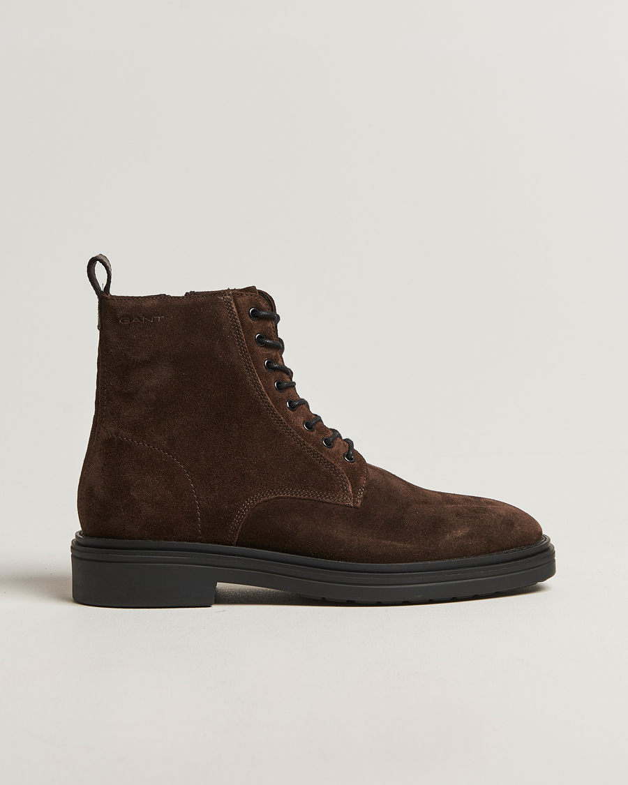 Men | Boots | GANT | Boggar Suede Boot Espresso Brown