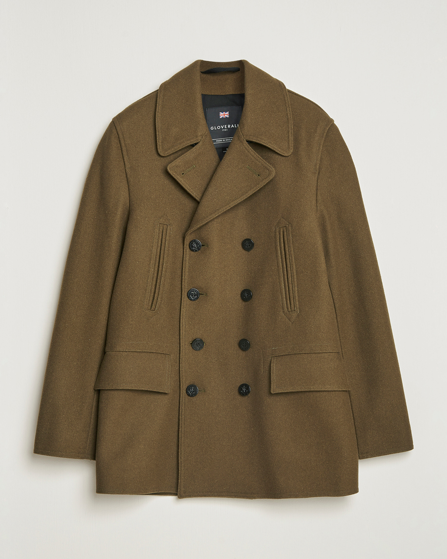 Men | Coats & Jackets | Gloverall | Churchill Reefer Peacoat Loden Green