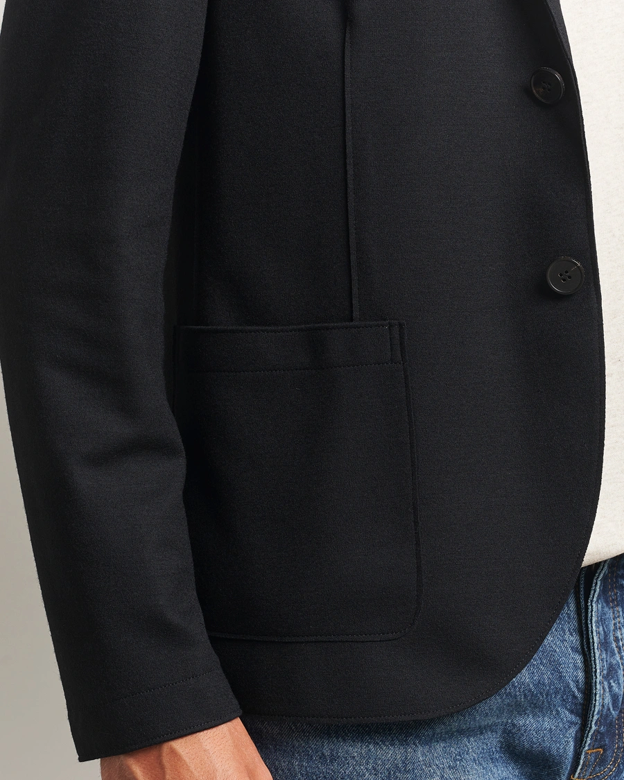 Men | Blazers | Harris Wharf London | Two Button Superfine Merino Blazer Black