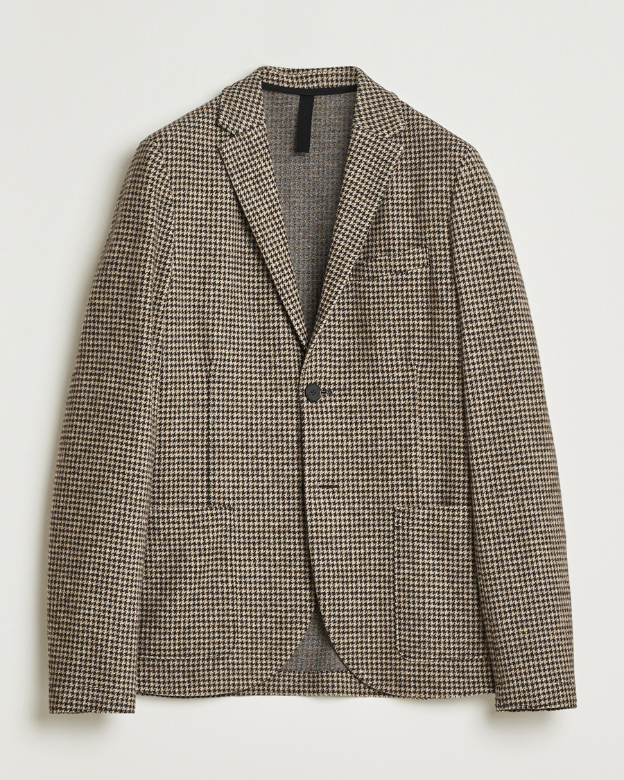 Men | Blazers | Harris Wharf London | Two Button Houndstooth Blazer Beige