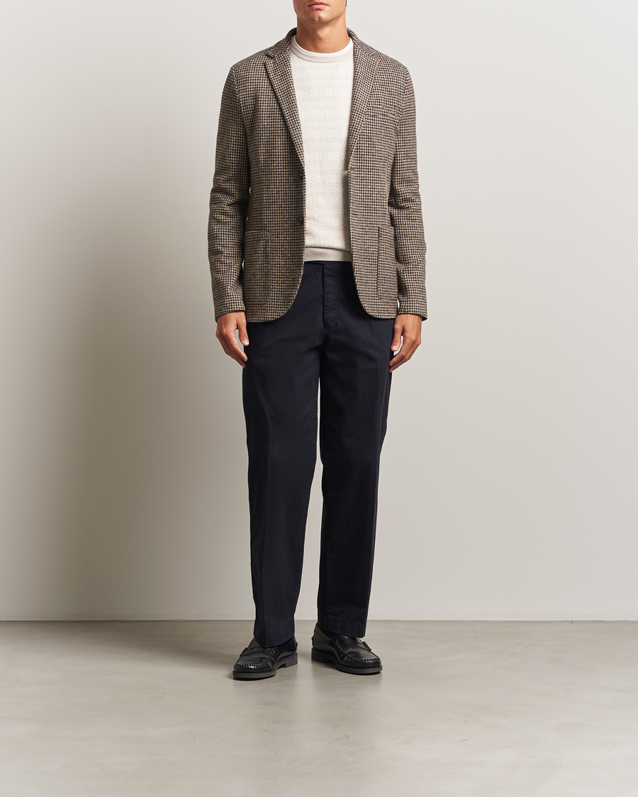Men | Blazers | Harris Wharf London | Two Button Houndstooth Blazer Beige