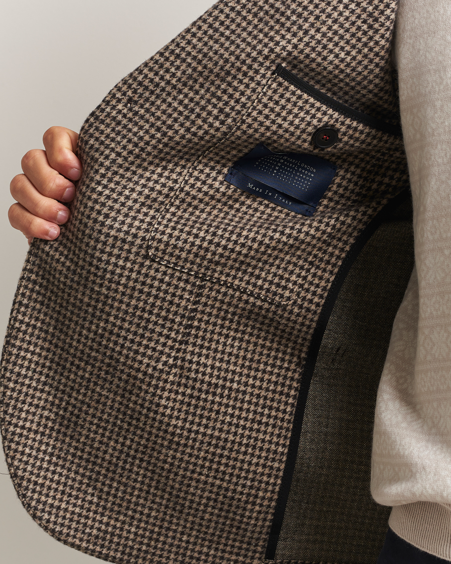 Men | Blazers | Harris Wharf London | Two Button Houndstooth Blazer Beige