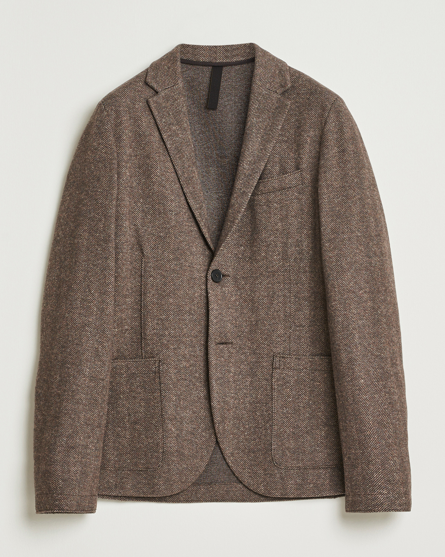 Men | Blazers | Harris Wharf London | Two Button Herringbone Blazer Brown