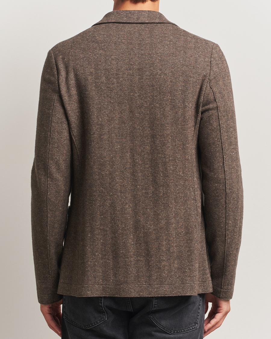 Men | Blazers | Harris Wharf London | Two Button Herringbone Blazer Brown