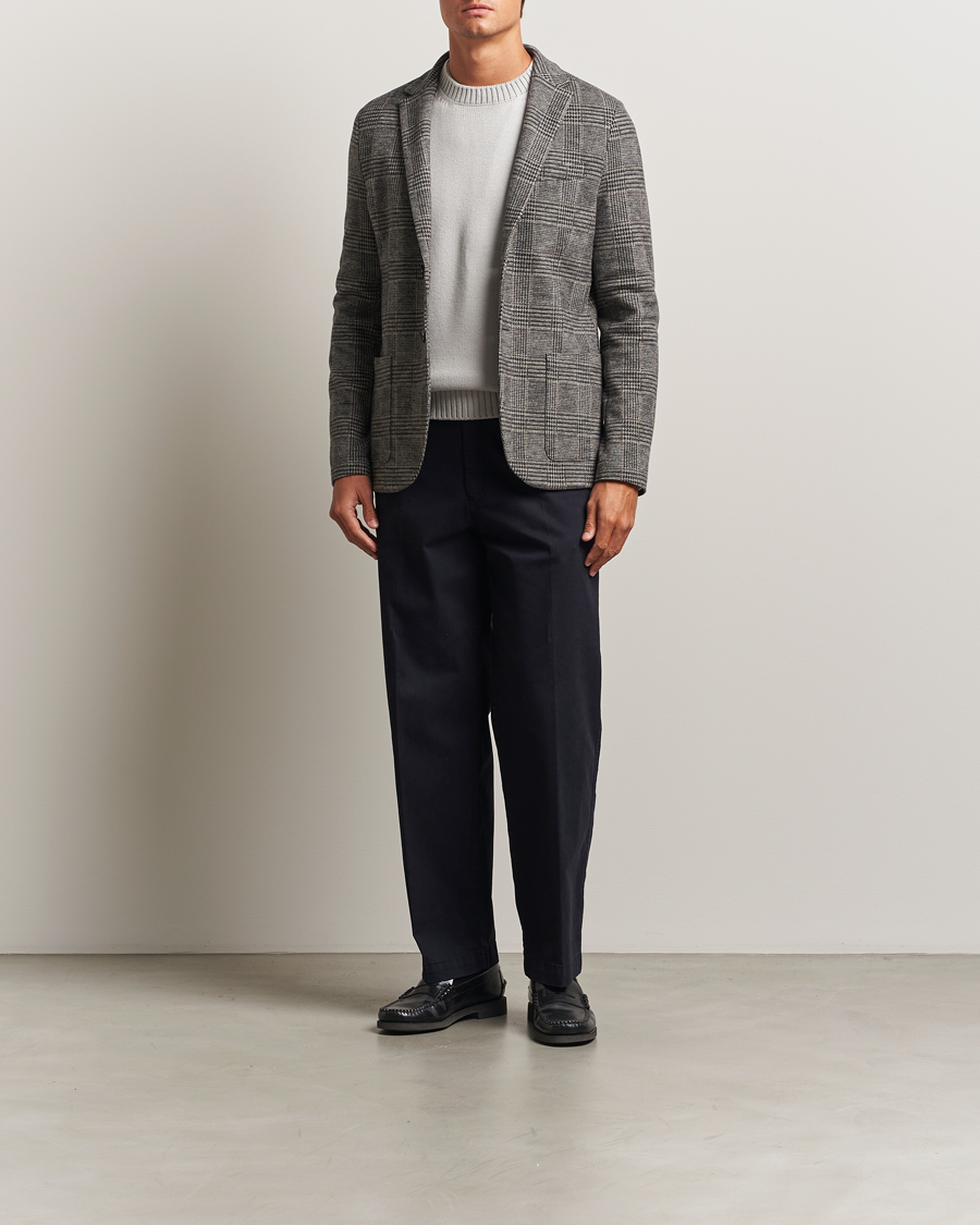 Men | Blazers | Harris Wharf London | Two Button Loro Piana Checked Wool Blazer Black/White