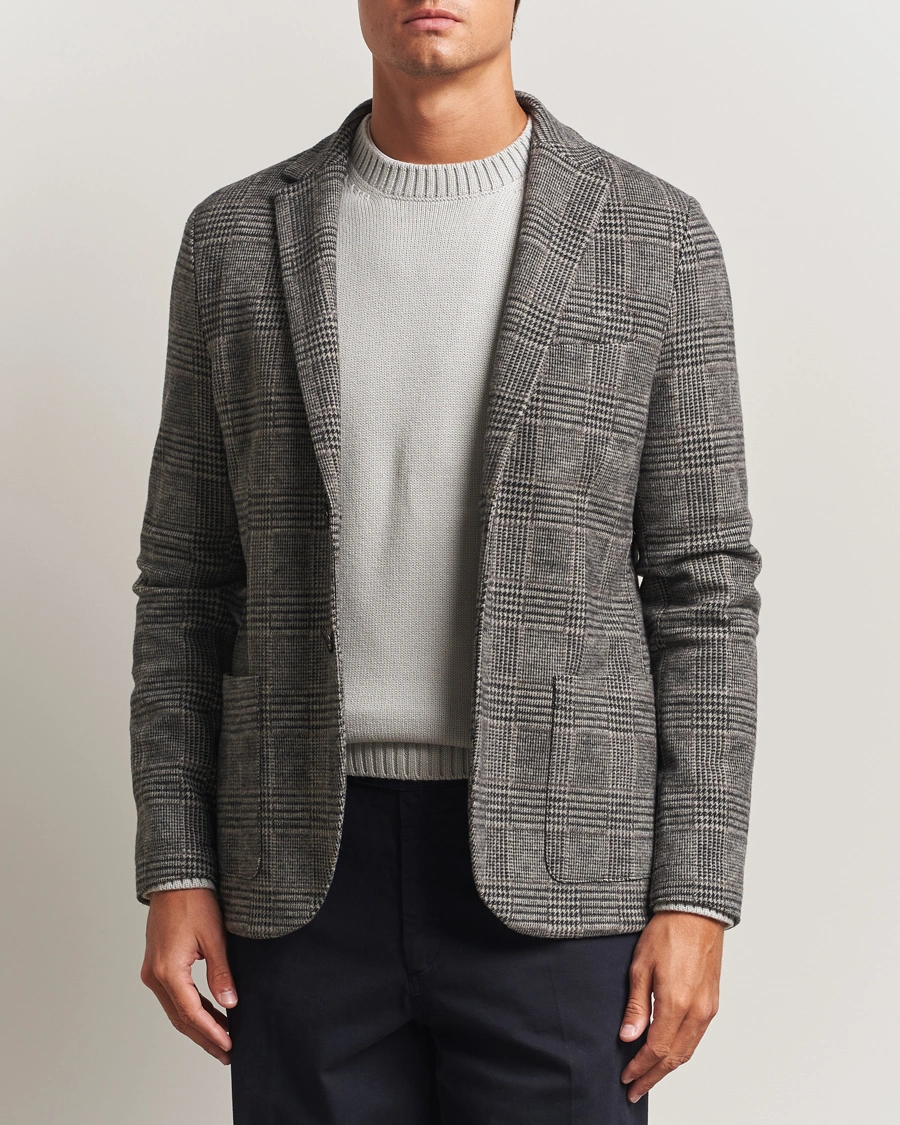 Men | Blazers | Harris Wharf London | Two Button Loro Piana Checked Wool Blazer Black/White