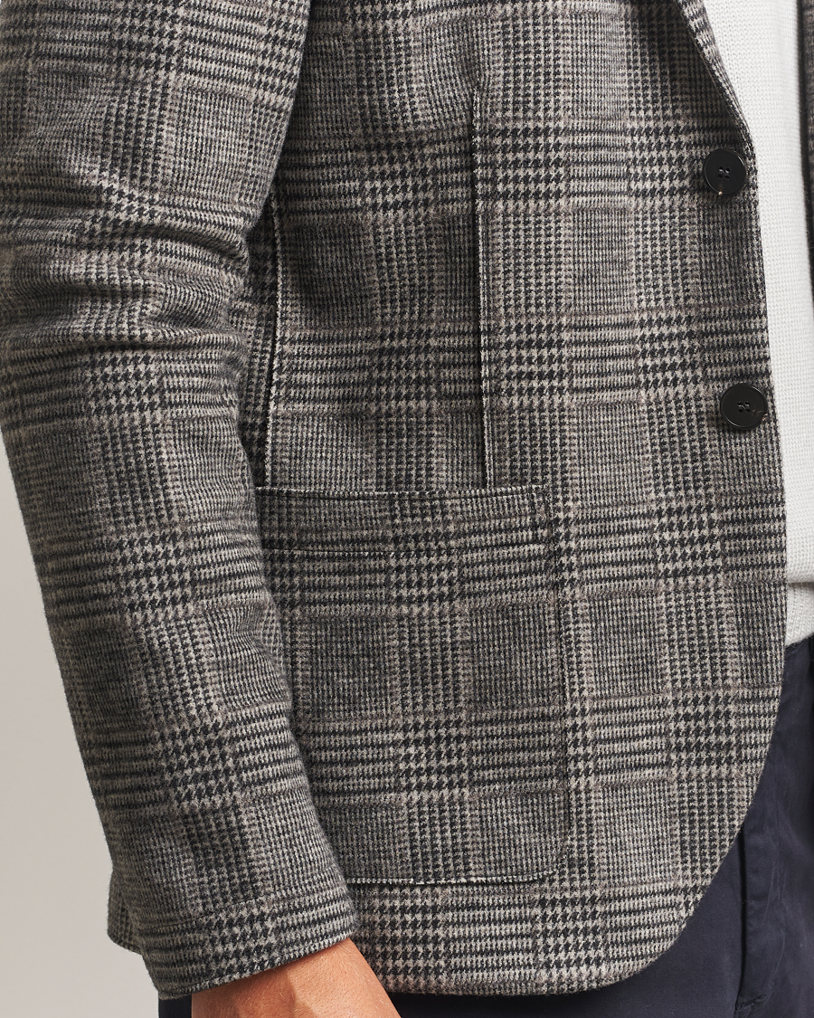 Men | Blazers | Harris Wharf London | Two Button Loro Piana Checked Wool Blazer Black/White