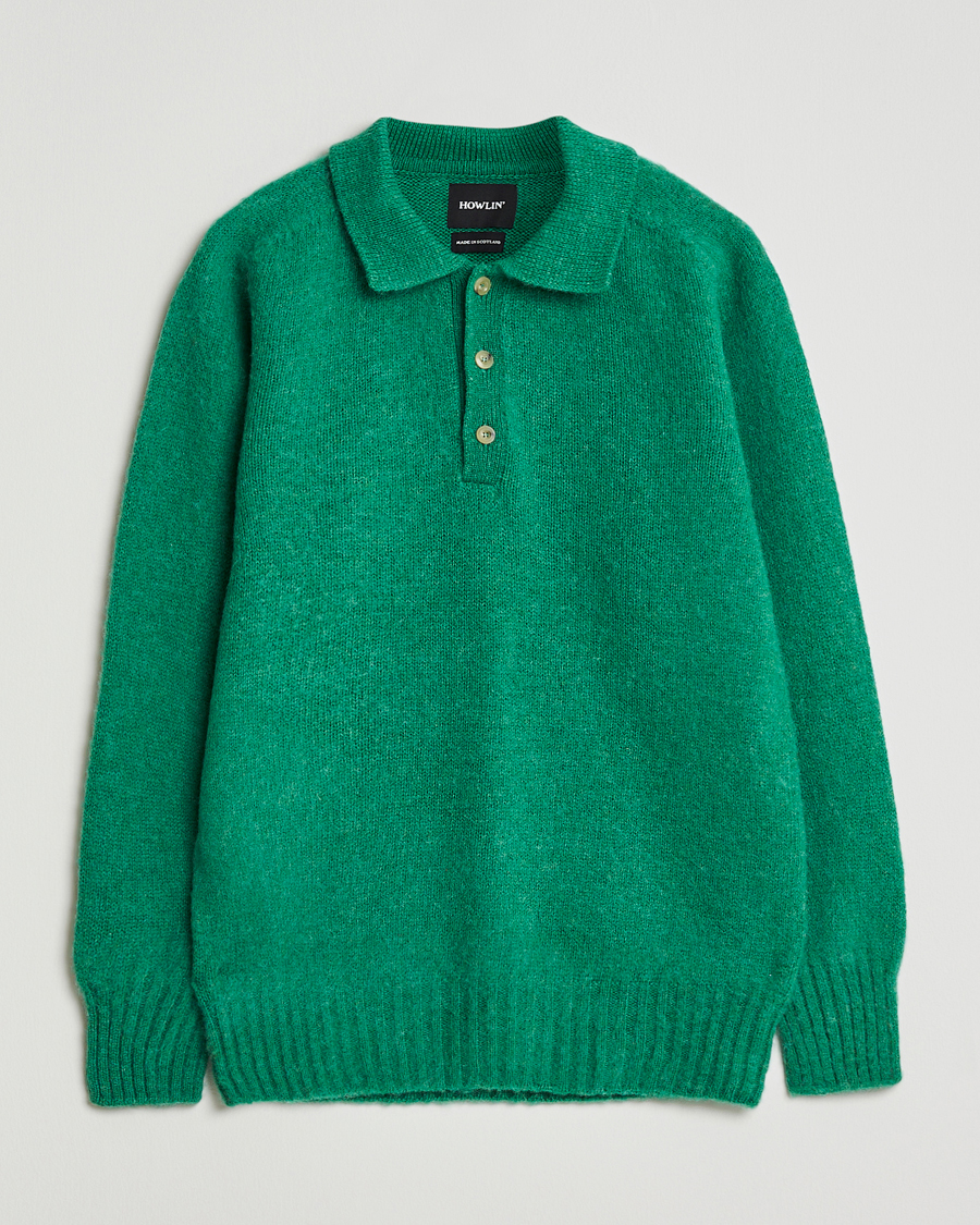 Men | Sweaters & Knitwear | Howlin' | Brushed Wool Polo Greendream
