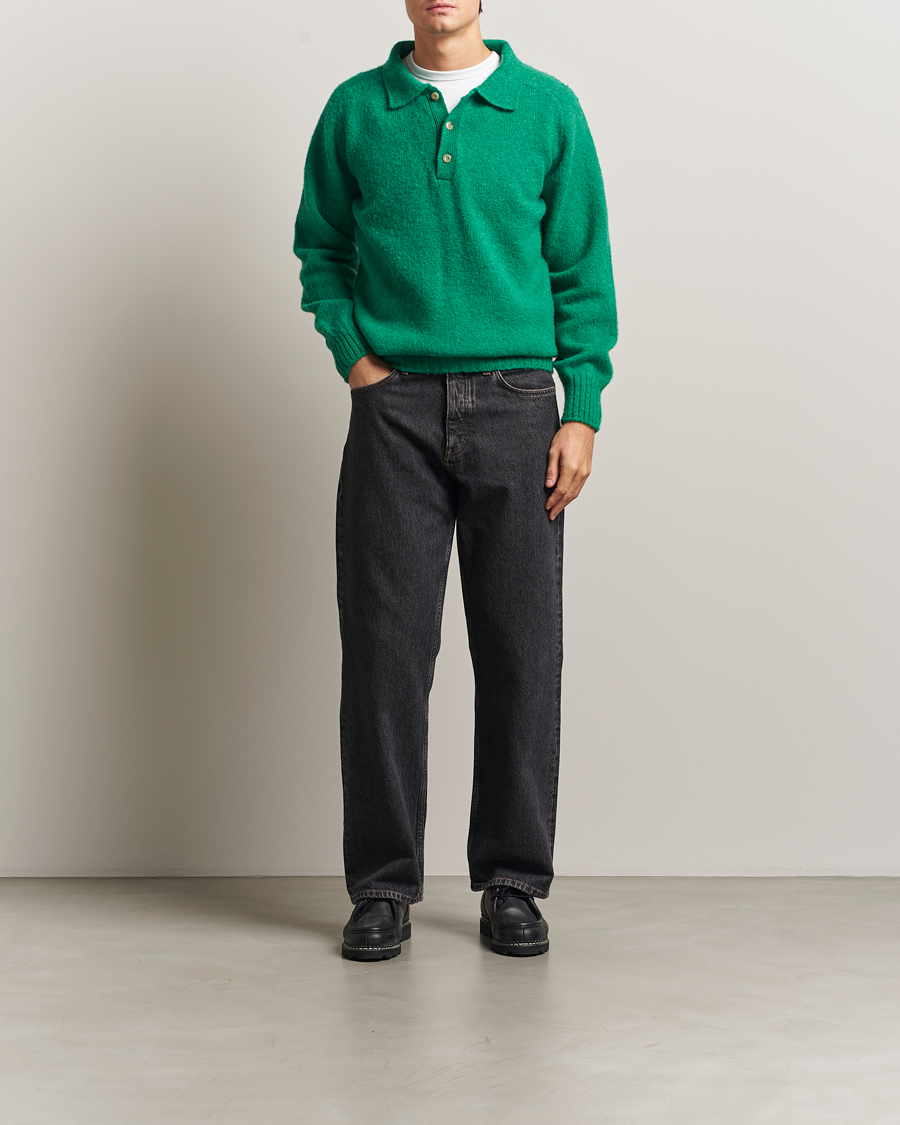 Men | Sweaters & Knitwear | Howlin' | Brushed Wool Polo Greendream