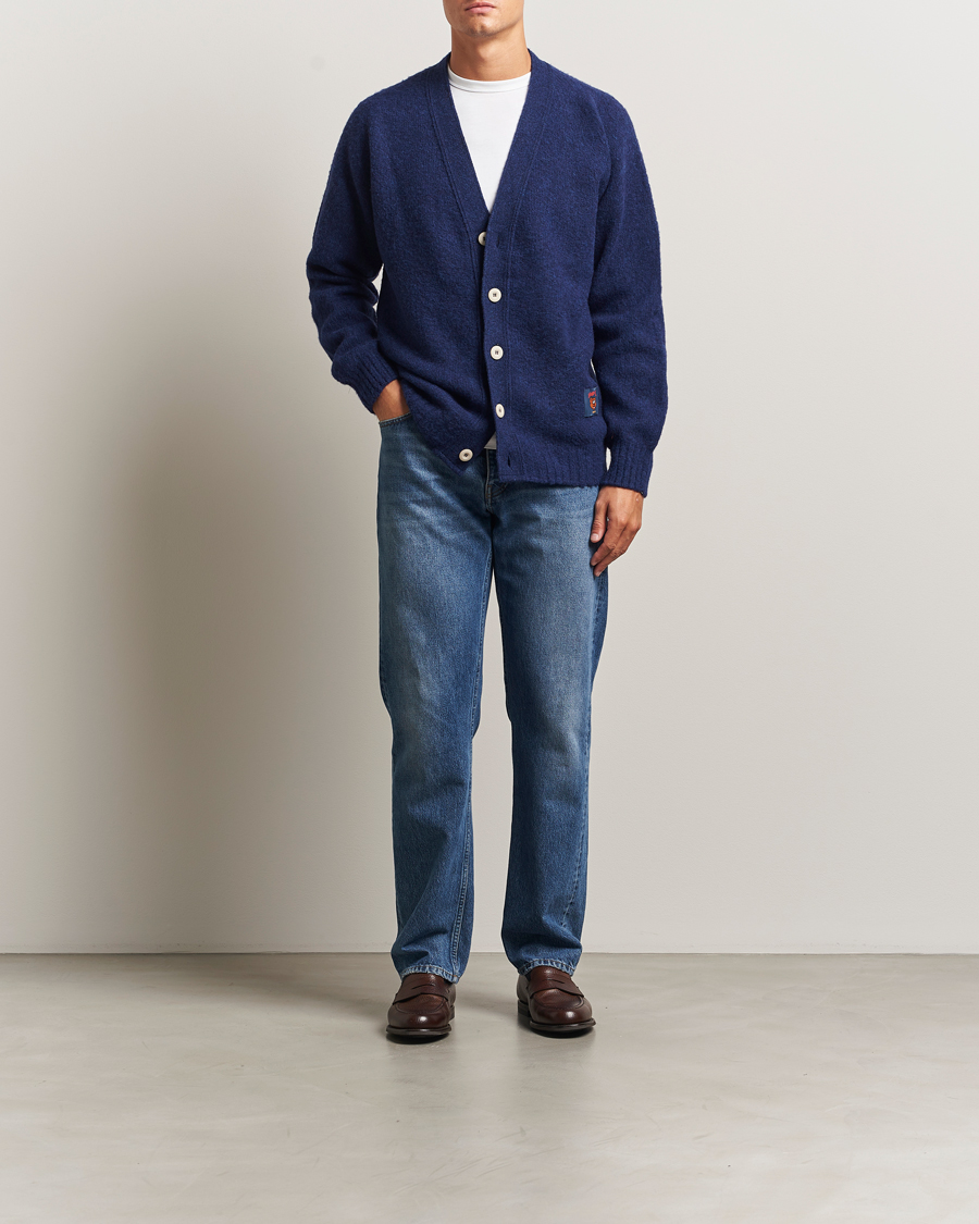Men | Sweaters & Knitwear | Howlin' | Shaggy Bear Cardigan Magic Blue