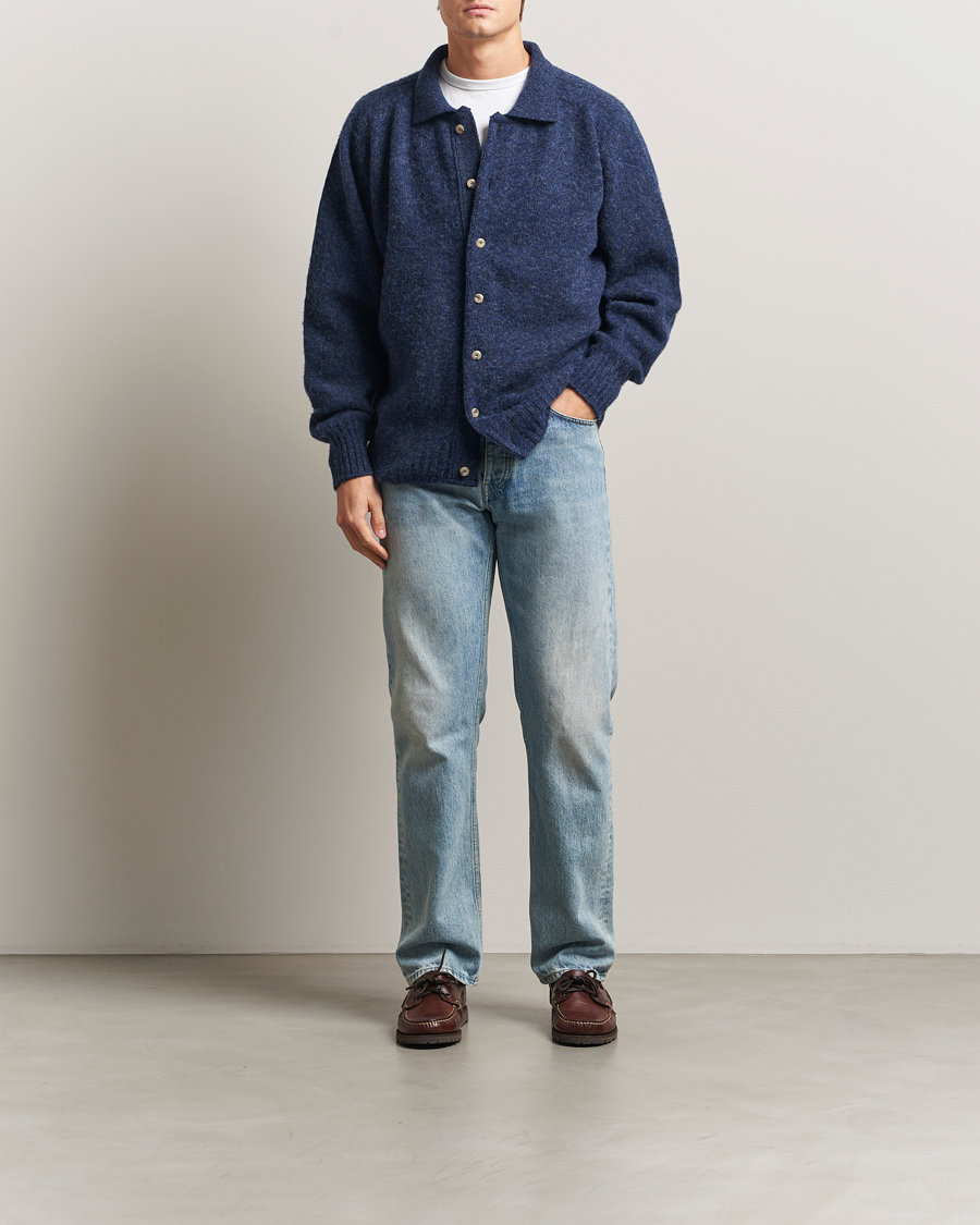 Men | Sweaters & Knitwear | Howlin' | Brushed Wool Cardigan Denim