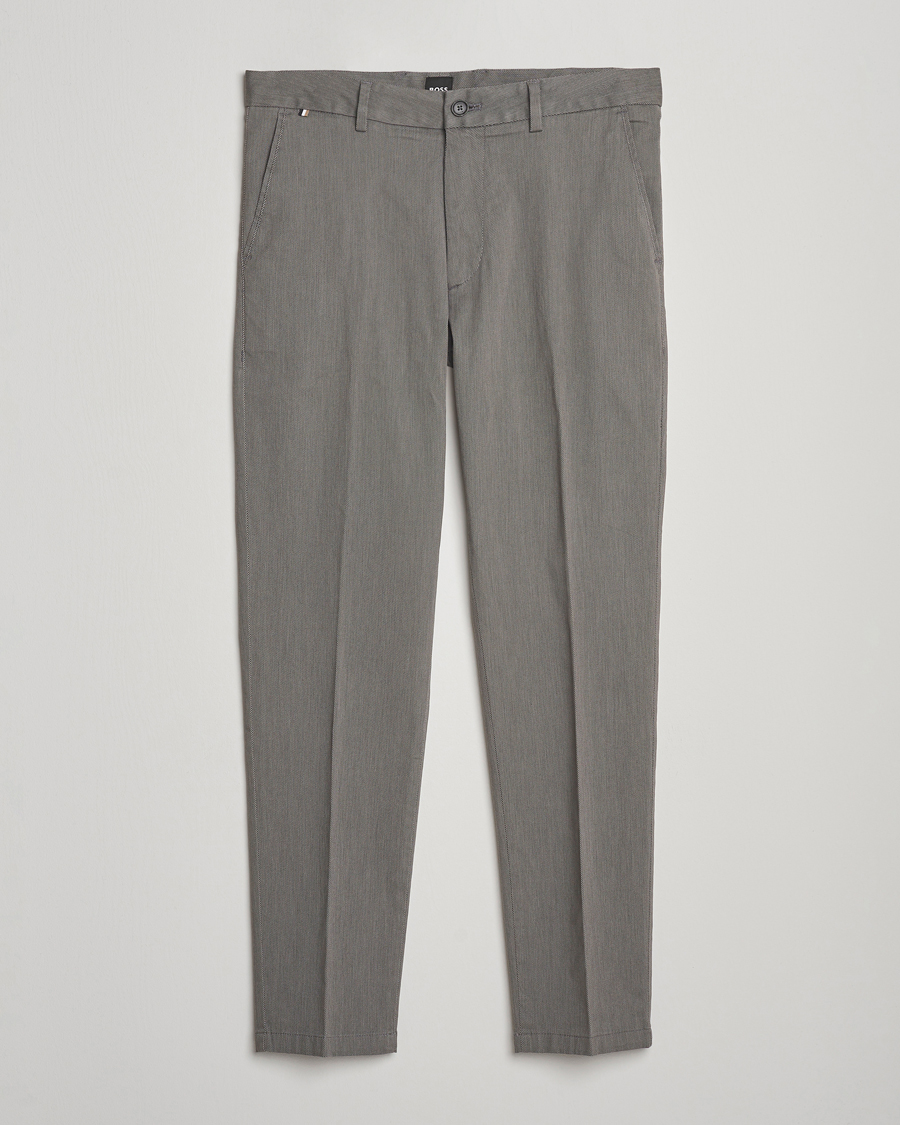Men | Trousers | BOSS BLACK | Kane Brushed Cotton Pleated Trousers Dark Grey