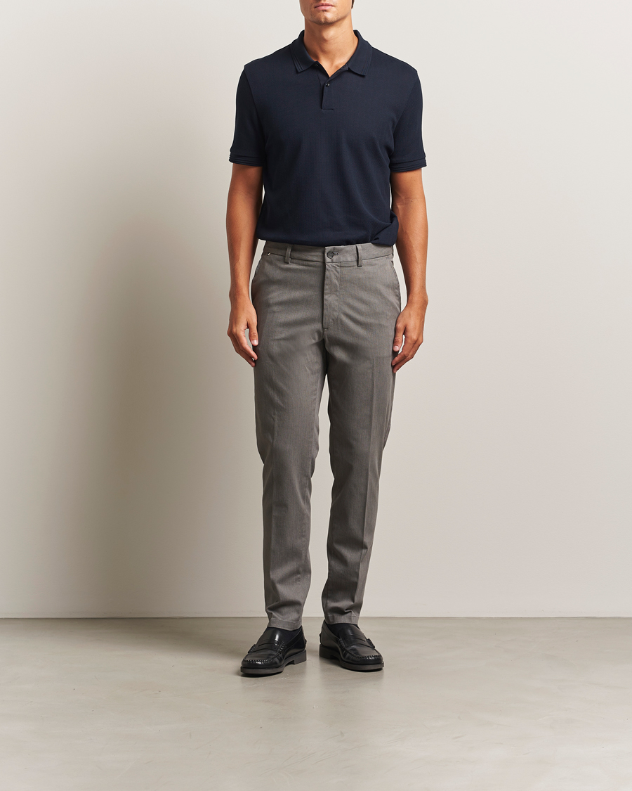 Men | Trousers | BOSS BLACK | Kane Brushed Cotton Pleated Trousers Dark Grey